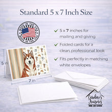 Load image into Gallery viewer, Red and White Alaskan Malamute Coffee Bar Greeting Cards Pack of 8