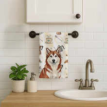 Load image into Gallery viewer, Red and White Alaskan Malamute Coffee Bar Kitchen Towel