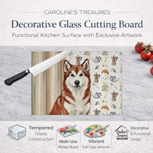 Load image into Gallery viewer, Red and White Alaskan Malamute Coffee Bar Glass Cutting Board