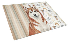 Load image into Gallery viewer, Red and White Alaskan Malamute Coffee Bar Glass Cutting Board