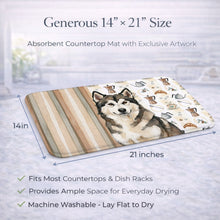 Load image into Gallery viewer, Sable and White Alaskan Malamute Coffee Bar Dish Drying Mat