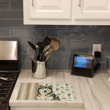Load image into Gallery viewer, Sable and White Alaskan Malamute Coffee Bar Glass Cutting Board