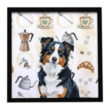 Load image into Gallery viewer, Black Tri American Shepherd Coffee Bar Framed Metal Print
