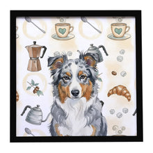 Load image into Gallery viewer, Blue Merle American Shepherd Coffee Bar Framed Metal Print