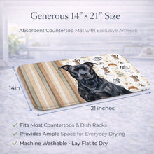 Load image into Gallery viewer, Black American Staffordshire Terrier Coffee Bar Dish Drying Mat