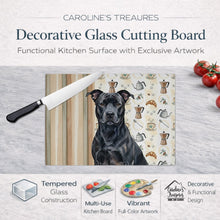 Load image into Gallery viewer, Black American Staffordshire Terrier Coffee Bar Glass Cutting Board