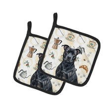 Load image into Gallery viewer, Black American Staffordshire Terrier Coffee Bar Pair of Pot Holders