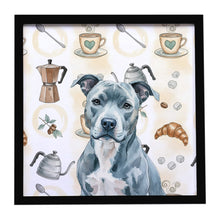 Load image into Gallery viewer, Blue American Staffordshire Terrier Coffee Bar Framed Metal Print