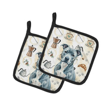 Load image into Gallery viewer, Blue American Staffordshire Terrier Coffee Bar Pair of Pot Holders