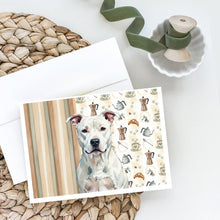Load image into Gallery viewer, White American Staffordshire Terrier Coffee Bar Greeting Cards Pack of 8