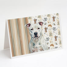 Load image into Gallery viewer, White American Staffordshire Terrier Coffee Bar Greeting Cards Pack of 8