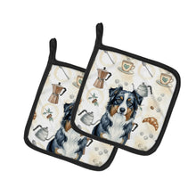 Load image into Gallery viewer, Black Australian Shepherd Coffee Bar Pair of Pot Holders