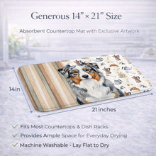 Load image into Gallery viewer, Blue Merle Australian Shepherd Coffee Bar Dish Drying Mat