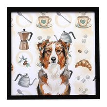 Load image into Gallery viewer, Red Merle Australian Shepherd Coffee Bar Framed Metal Print
