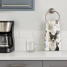 Load image into Gallery viewer, Black and White Basenji Coffee Bar Kitchen Towel