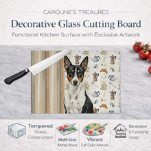 Load image into Gallery viewer, Black and White Basenji Coffee Bar Glass Cutting Board