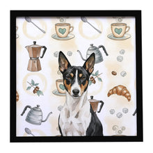 Load image into Gallery viewer, Black and White Basenji Coffee Bar Framed Metal Print