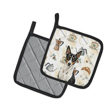 Load image into Gallery viewer, Black and White Basenji Coffee Bar Pair of Pot Holders