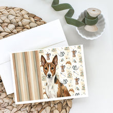 Load image into Gallery viewer, Brindle and White Basenji Coffee Bar Greeting Cards Pack of 8