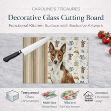 Load image into Gallery viewer, Brindle and White Basenji Coffee Bar Glass Cutting Board
