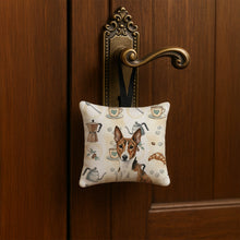 Load image into Gallery viewer, Brindle and White Basenji Coffee Bar Hanging Square Fabric Ornament 3.5 × 3.5