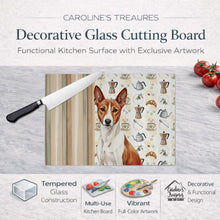 Load image into Gallery viewer, Red and White Basenji Coffee Bar Glass Cutting Board