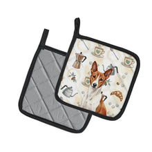 Load image into Gallery viewer, Red and White Basenji Coffee Bar Pair of Pot Holders