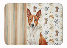 Load image into Gallery viewer, Red and White Basenji Coffee Bar Memory Foam Kitchen Mat