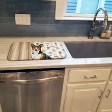 Load image into Gallery viewer, Tricolor and White Basenji Coffee Bar Dish Drying Mat