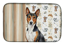 Load image into Gallery viewer, Tricolor and White Basenji Coffee Bar Dish Drying Mat