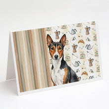 Load image into Gallery viewer, Tricolor and White Basenji Coffee Bar Greeting Cards Pack of 8