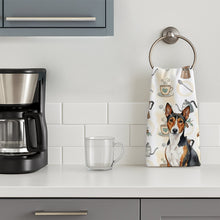 Load image into Gallery viewer, Tricolor and White Basenji Coffee Bar Kitchen Towel