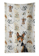 Load image into Gallery viewer, Tricolor and White Basenji Coffee Bar Kitchen Towel