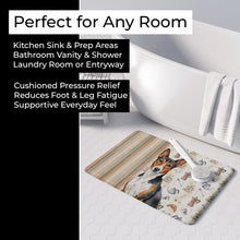 Load image into Gallery viewer, Tricolor and White Basenji Coffee Bar Memory Foam Kitchen Mat