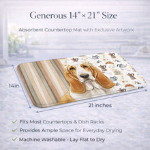 Load image into Gallery viewer, Lemon and White Basset Hound Coffee Bar Dish Drying Mat
