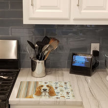 Load image into Gallery viewer, Lemon and White Basset Hound Coffee Bar Glass Cutting Board