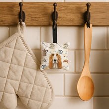 Load image into Gallery viewer, Lemon and White Basset Hound Coffee Bar Hanging Square Fabric Ornament 3.5 × 3.5