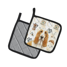 Load image into Gallery viewer, Lemon and White Basset Hound Coffee Bar Pair of Pot Holders