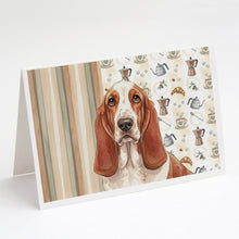 Load image into Gallery viewer, Red and White Basset Hound Coffee Bar Greeting Cards Pack of 8