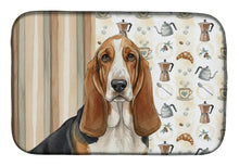 Load image into Gallery viewer, Tricolor and White Basset Hound Coffee Bar Dish Drying Mat