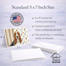 Load image into Gallery viewer, Tricolor and White Basset Hound Coffee Bar Greeting Cards Pack of 8