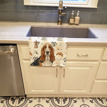 Load image into Gallery viewer, Tricolor and White Basset Hound Coffee Bar Kitchen Towel