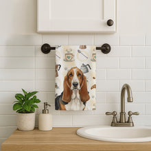 Load image into Gallery viewer, Tricolor and White Basset Hound Coffee Bar Kitchen Towel