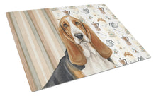 Load image into Gallery viewer, Tricolor and White Basset Hound Coffee Bar Glass Cutting Board