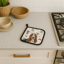 Load image into Gallery viewer, Tricolor and White Basset Hound Coffee Bar Pair of Pot Holders