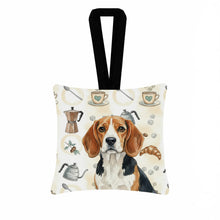 Load image into Gallery viewer, Beagle Coffee Bar Hanging Square Fabric Ornament 3.5 × 3.5