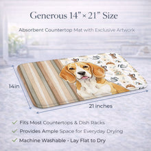 Load image into Gallery viewer, Lemon and White Beagle Coffee Bar Dish Drying Mat