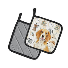 Load image into Gallery viewer, Lemon and White Beagle Coffee Bar Pair of Pot Holders