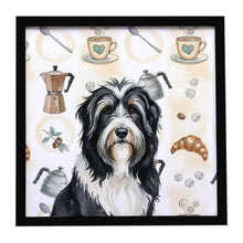 Load image into Gallery viewer, Black Bearded Collie Coffee Bar Framed Metal Print