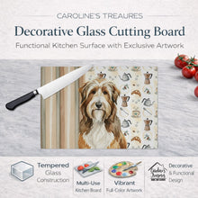 Load image into Gallery viewer, Brown Bearded Collie Coffee Bar Glass Cutting Board